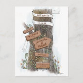 Illustrierter Baumstamm Save the Date Ankündigungspostkarte (Vorderseite)