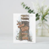 Illustrierter Baumstamm Save the Date Ankündigungspostkarte (Stehend Vorderseite)