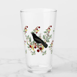 Illustrierter Blackbird mit Aquarellfarbe Glas