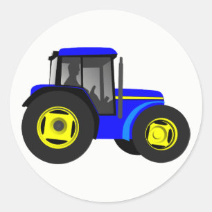 Illustrierter blauer Traktor Runder Aufkleber