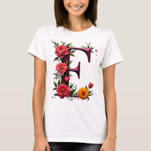 Illustrierter Blumenbrief "E" T-Shirt