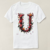 Illustrierter Blumenbrief "U" T-Shirt (Design vorne)