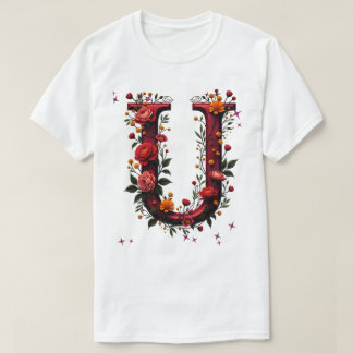 Illustrierter Blumenbrief "U" T-Shirt