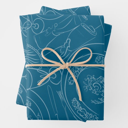 Illustrierter Brunch-Tischschmuck Geschenkpapier Set (Beispiel)