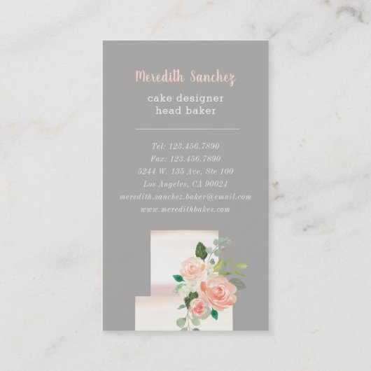 Illustrierter Cake Designer Hochzeitsplaner Visitenkarte (Rückseite)