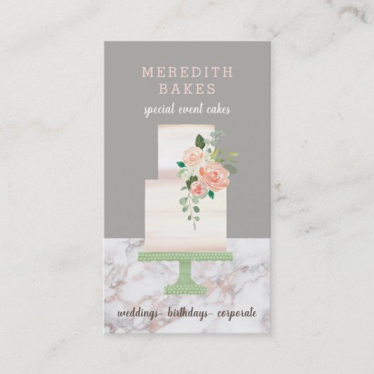Illustrierter Cake Designer Hochzeitsplaner Visitenkarte (Vorderseite)