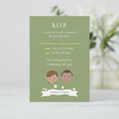 Illustrierter Cartoon Couple Portrait Hochzeit Einladung (Stehend Vorderseite)