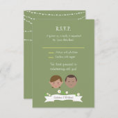 Illustrierter Cartoon Couple Portrait Hochzeit Einladung (Vorne/Hinten)