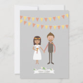 Illustrierter Cartoon Couple Portrait Hochzeit Einladung (Rückseite)