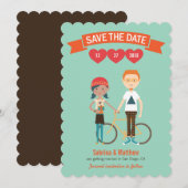 Illustrierter Cartoon Couple Portrait Hochzeit Einladung (Vorne/Hinten)