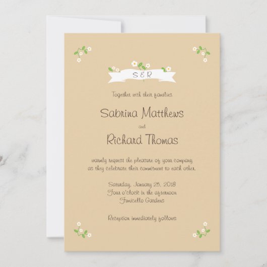 Illustrierter Cartoon Couple Portrait Hochzeit Einladung (Vorderseite)