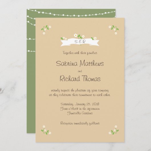 Illustrierter Cartoon Couple Portrait Hochzeit Einladung (Vorne/Hinten)