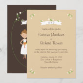 Illustrierter Cartoon Couple Portrait Hochzeit Einladung (Vorne/Hinten)