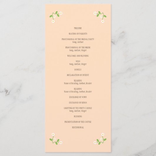 Illustrierter Cartoon Couple Portrait Hochzeit Programm (Rückseite)