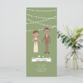 Illustrierter Cartoon Couple Portrait Hochzeit Programm (Stehend Vorderseite)