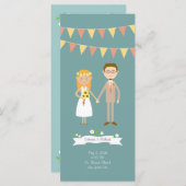 Illustrierter Cartoon Couple Portrait Hochzeit Programm (Vorne/Hinten)