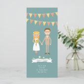 Illustrierter Cartoon Couple Portrait Hochzeit Programm (Stehend Vorderseite)
