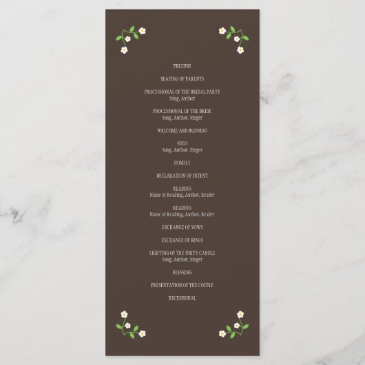 Illustrierter Cartoon Couple Portrait Hochzeit Programm (Rückseite)