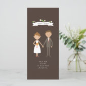 Illustrierter Cartoon Couple Portrait Hochzeit Programm (Stehend Vorderseite)
