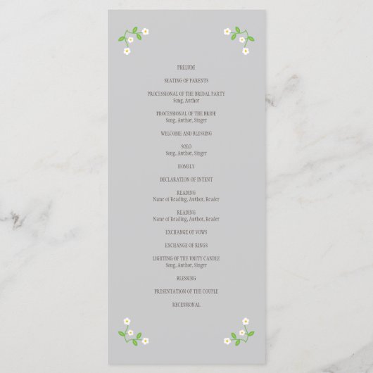 Illustrierter Cartoon Couple Portrait Hochzeit Programm (Rückseite)