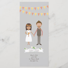 Illustrierter Cartoon Couple Portrait Hochzeit Programm