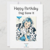 Illustrierter Dalmatiner in Blau und Weiß | Geburt Karte (Rückseite)