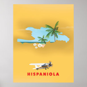 Illustrierter Druck der Hispaniola-Karte. Poster
