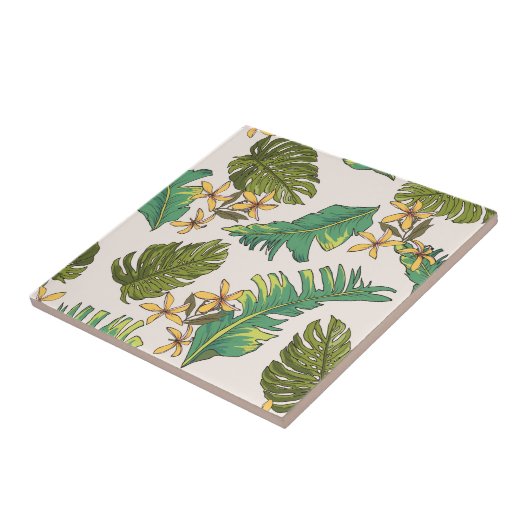 Illustrierter Dschungel verlässt Muster Fliese (Seite)