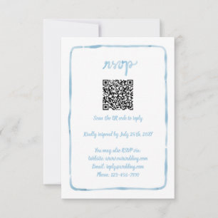 Illustrierter einfacher Frame Light QR Code RSVP Karte