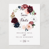 Illustrierter Fall Floral Save the Date Postkarte (Vorderseite)