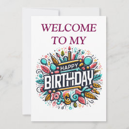 Illustrierter Geburtstag - Einzigartig festlich Einladung