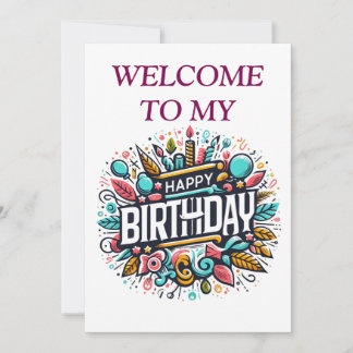 Illustrierter Geburtstag - Einzigartig festlich Einladung