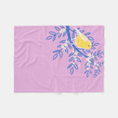Illustrierter Gelbbvogel auf rosa Hintergrund Fleecedecke (Vorderseite (Horizontal))