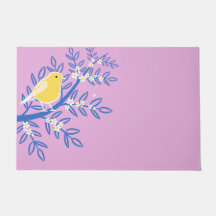 Illustrierter Gelbbvogel auf rosa Hintergrund