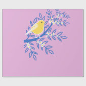 Illustrierter Gelbbvogel auf rosa Hintergrund Geschenkpapier (Flach)