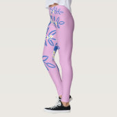 Illustrierter Gelbbvogel auf rosa Hintergrund Leggings (Links)