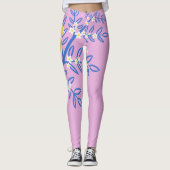 Illustrierter Gelbbvogel auf rosa Hintergrund Leggings (Vorderseite)
