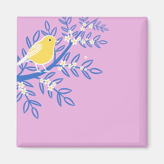 Illustrierter Gelbbvogel auf rosa Hintergrund Magnet (Vorne)
