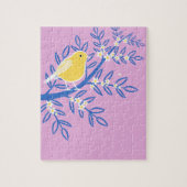 Illustrierter Gelbbvogel auf rosa Hintergrund Puzzle (Vertikal)