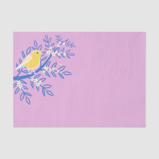 Illustrierter Gelbbvogel auf rosa Hintergrund Seidenpapier (Vorderseite)