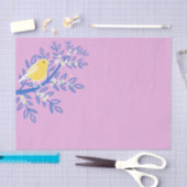Illustrierter Gelbbvogel auf rosa Hintergrund Seidenpapier (Handwerk)