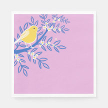 Illustrierter Gelbbvogel auf rosa Hintergrund