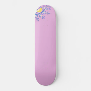 Illustrierter Gelbbvogel auf rosa Hintergrund Skateboard