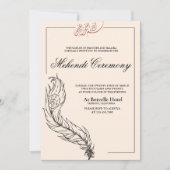 illustrierter handgezogener Pfau Arabian Mehndi Einladung (Vorderseite)