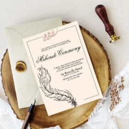 illustrierter handgezogener Pfau Arabian Mehndi Einladung