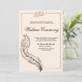 illustrierter handgezogener Pfau Arabian Walima Einladung (Stehend Vorderseite)