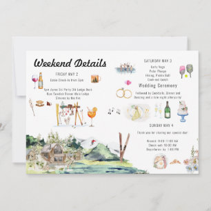 Illustrierter Hochzeitsplan Itinerary  Einladung