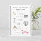 Illustrierter Hochzeitstag mit Aquarell Programm (Stehend Vorderseite)