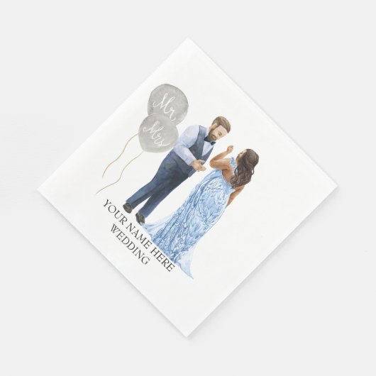 Illustrierter interrassischer Ehepaar Napkins Serviette (Ecke)