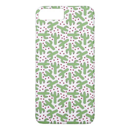 Illustrierter Kaktus u. rosa Blumen-Muster Case-Mate iPhone Hülle (Rückseite)